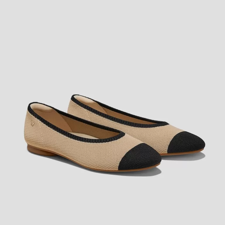 VIVAIA Tamia | Almond-Toe Ballet Flats (Tamia 2.0), NUDE PEACH-BLK, EU41.5 |