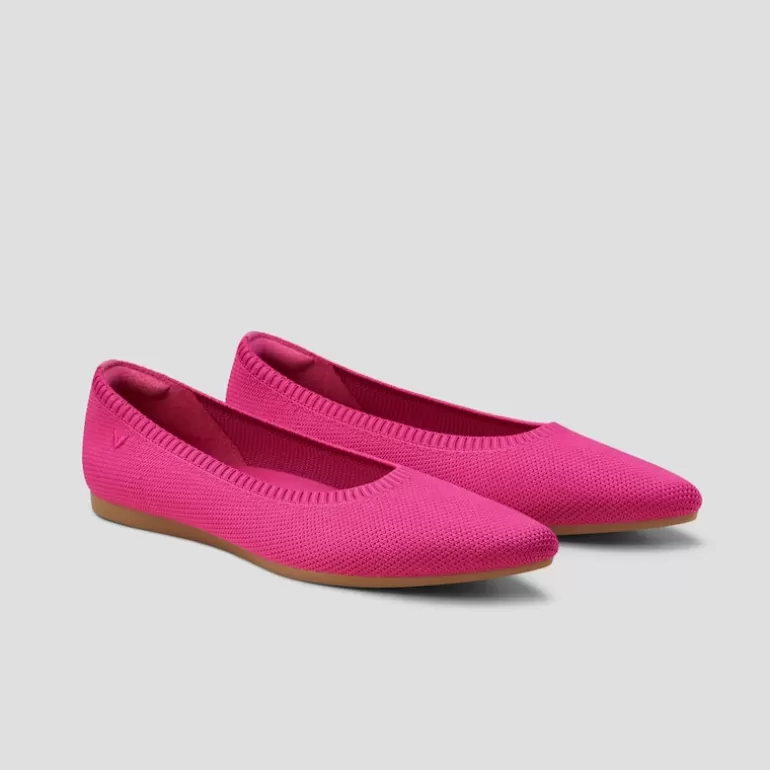 VIVAIA Aria 5° | Aria5° Comfortable Pointed-toe Ballet Flats In Rose Red-Sustainable & Washable |