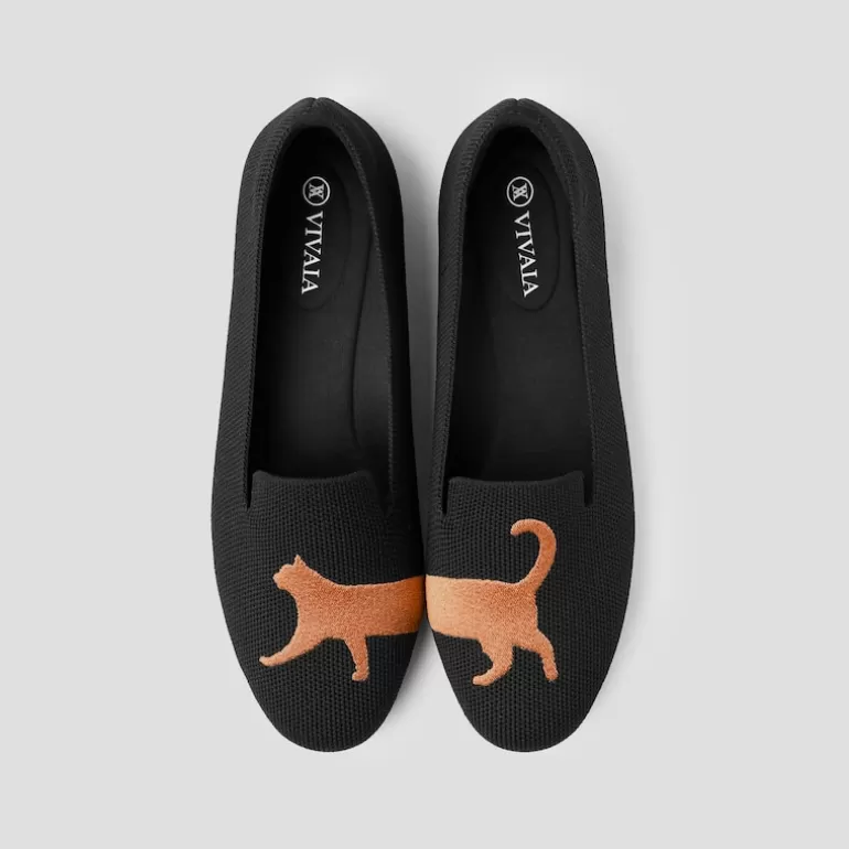 VIVAIA Audrey | Audrey Round-Toe Patterned Loafers For Bunions In Black-Cat |