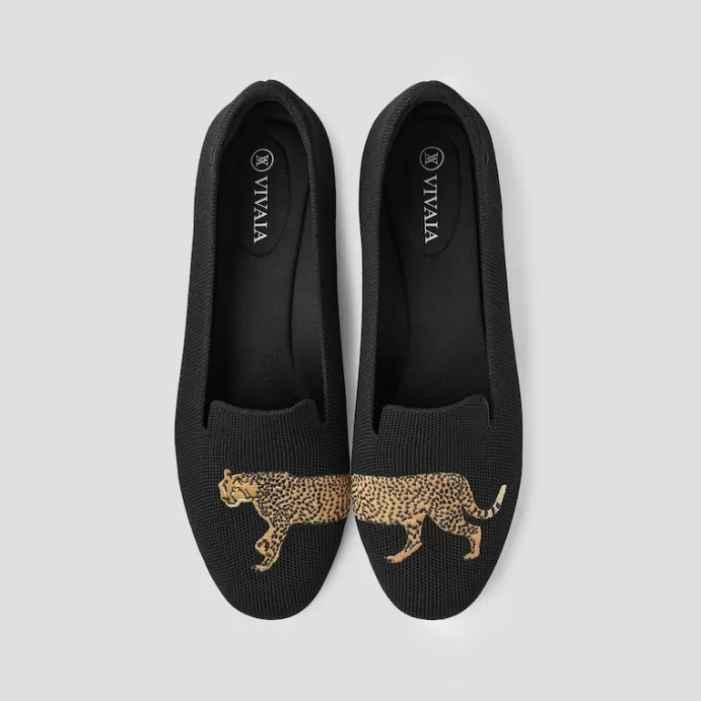 VIVAIA Audrey | Audrey Round-Toe Patterned Loafers For Bunions In Black-Cheetah |