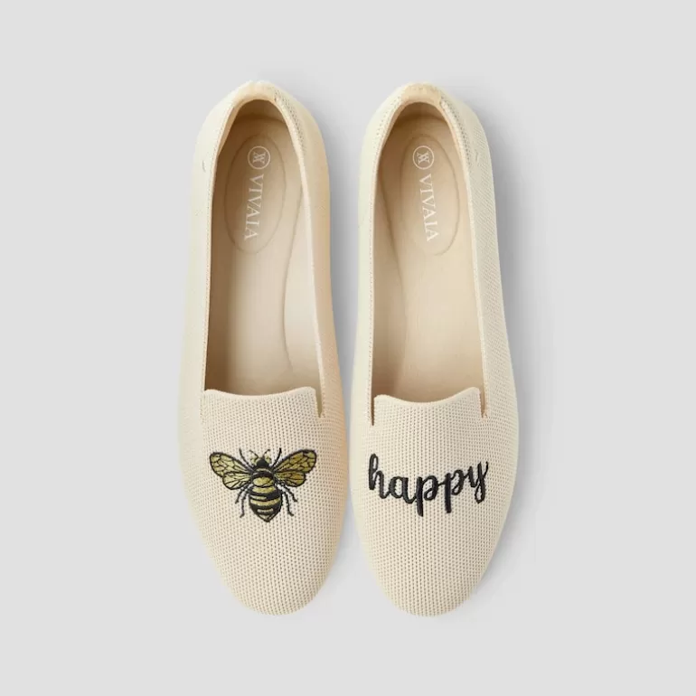 VIVAIA Audrey | Audrey Round-Toe Patterned Loafers For Bunions In Cream Ivory-Bee Happy |