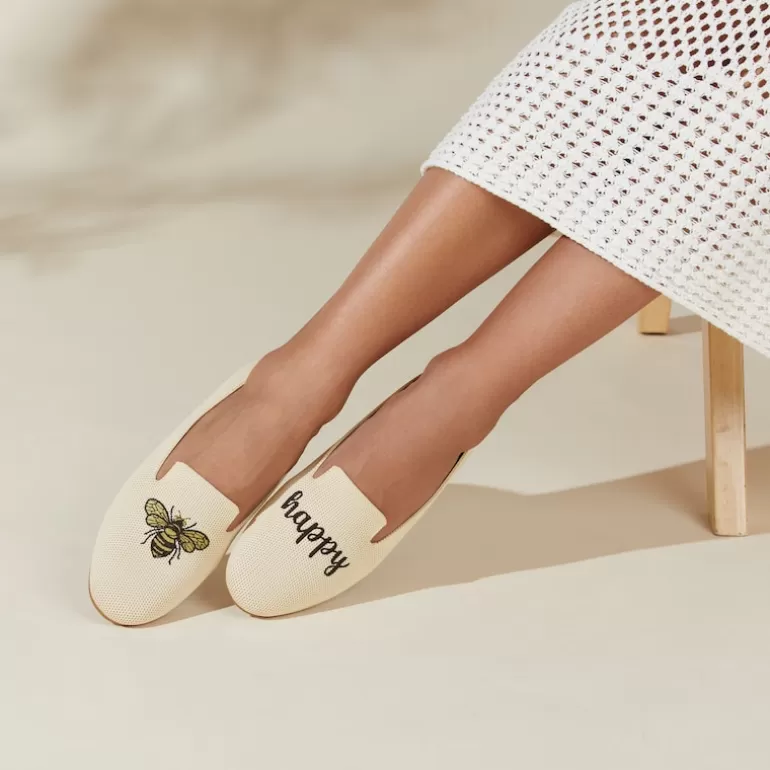 VIVAIA Audrey | Audrey Round-Toe Patterned Loafers For Bunions In Cream Ivory-Bee Happy |