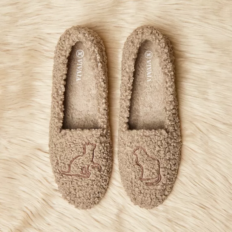 VIVAIA Audrey | Audrey Round-Toe Recycled Faux Fur Loafers For Bunions In Latte-Cat |