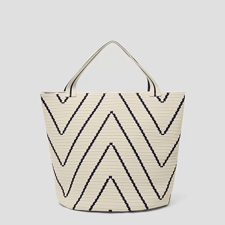 VIVAIA All Bags | Totes | Colette Bucket Tote Bag In Ivory Chervon-Sustainable & Washable |