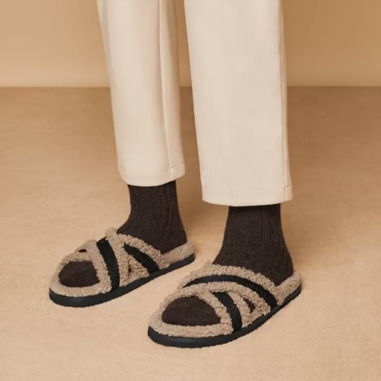 VIVAIA Hannah | Hannah Furry Criss Cross Strap Slippers In Faux Fur |