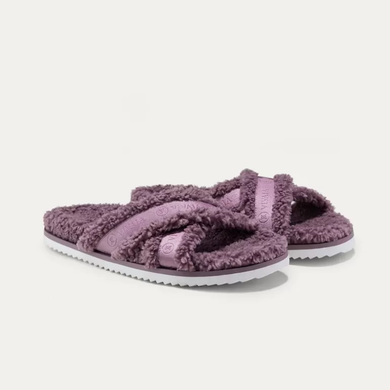 VIVAIA Hannah | Hannah Furry Criss-Cross Strap Slippers In Faux Fur |