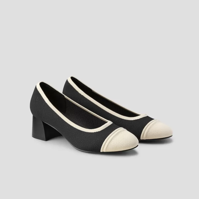 VIVAIA Julie Pro | Julie Round-Toe Chunky Heels White Black-Washable & Comfortable |