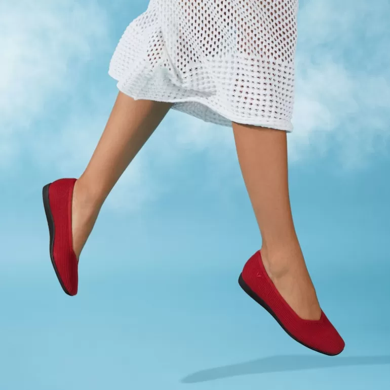 VIVAIA Walker | Margot Walker Square-Toe Flats For Bunions&Wide Feet In Ruby Red-More Light & Breathable Margot |