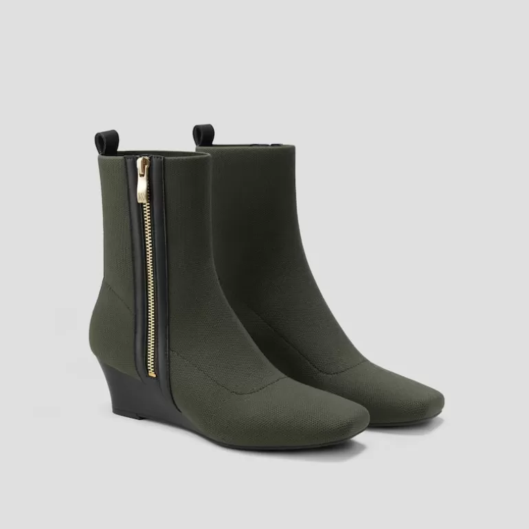 VIVAIA Micaela | Micaela Water Repellent Zipper Wedge Boots In Olive Green |