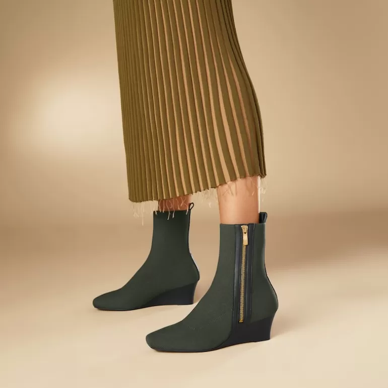 VIVAIA Micaela | Micaela Water Repellent Zipper Wedge Boots In Olive Green |