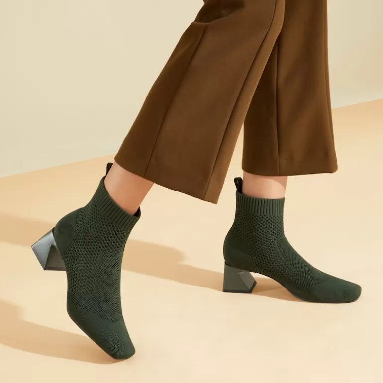 VIVAIA Melissa | Perforated Block Heel Boots (Melissa), Olive Green, EU37 |