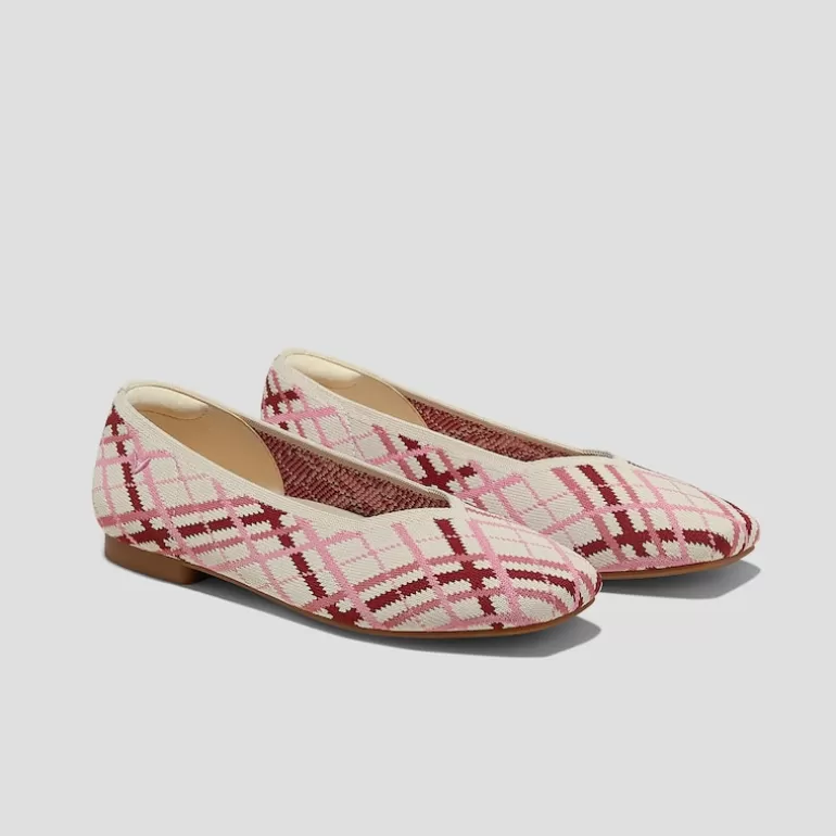 VIVAIA Margot | Square-Toe V-Cut Flats (Margot 2.0), MULTI RED MIXED PLAID, EU40 |